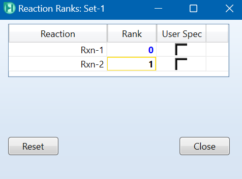 Reaction order setup
